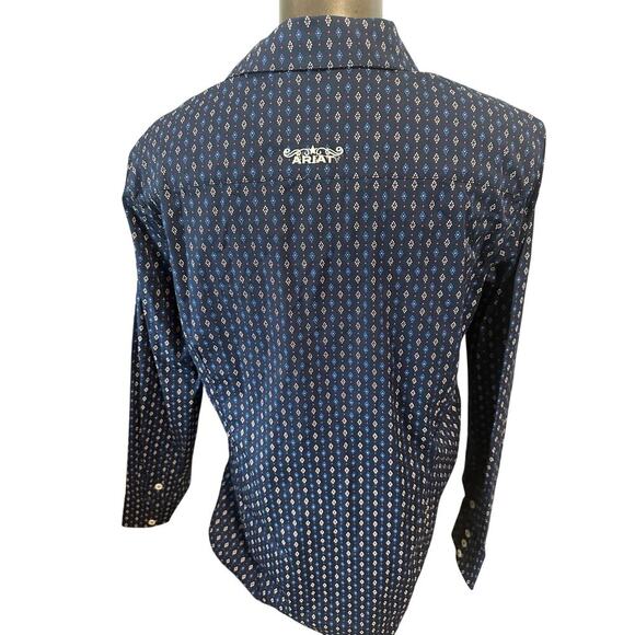 Ariat Real Fitted Women’s XL Blue Long Sleeve Button Down Blouse - Picture 3 of 6